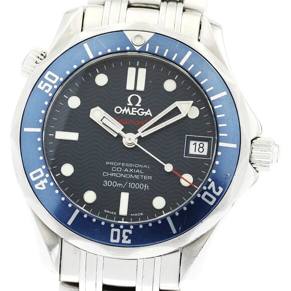 OMEGA Seamaster300 2222.80 Date Co-Axial Navy Dial Automatic Boy's Watch - Picture 7 of 9